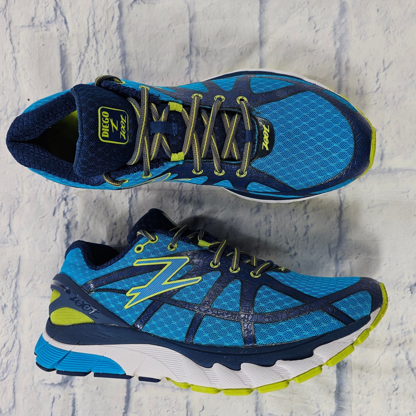 Zoot Diego Running Shoes Mens 12.5 Blue Navy Lime Mesh Cushioned Sneakers